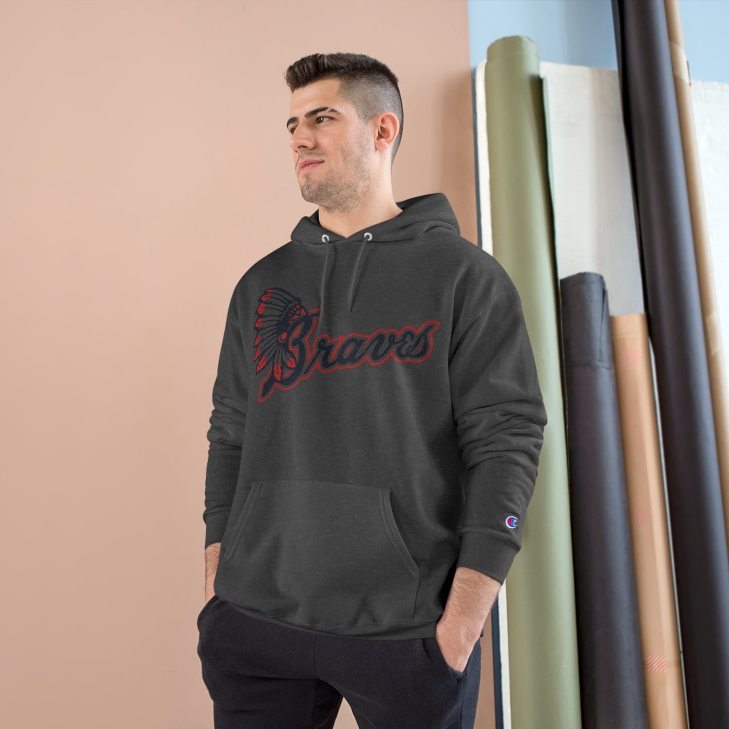 Vintage-Inspired Champion Hoodie with Native American Chief Design