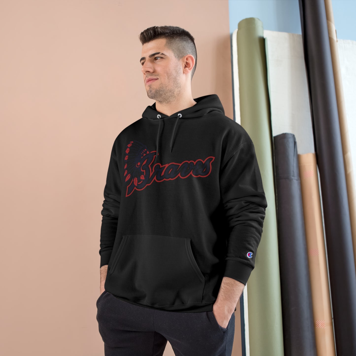 Vintage-Inspired Champion Hoodie with Native American Chief Design