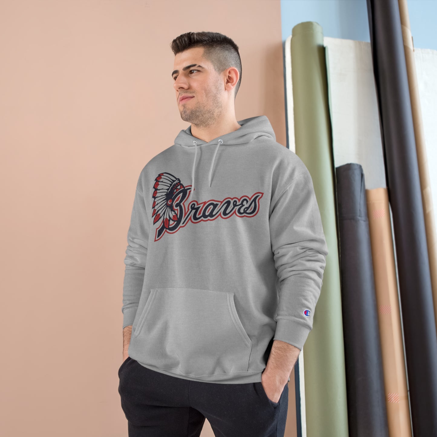 Vintage-Inspired Champion Hoodie with Native American Chief Design